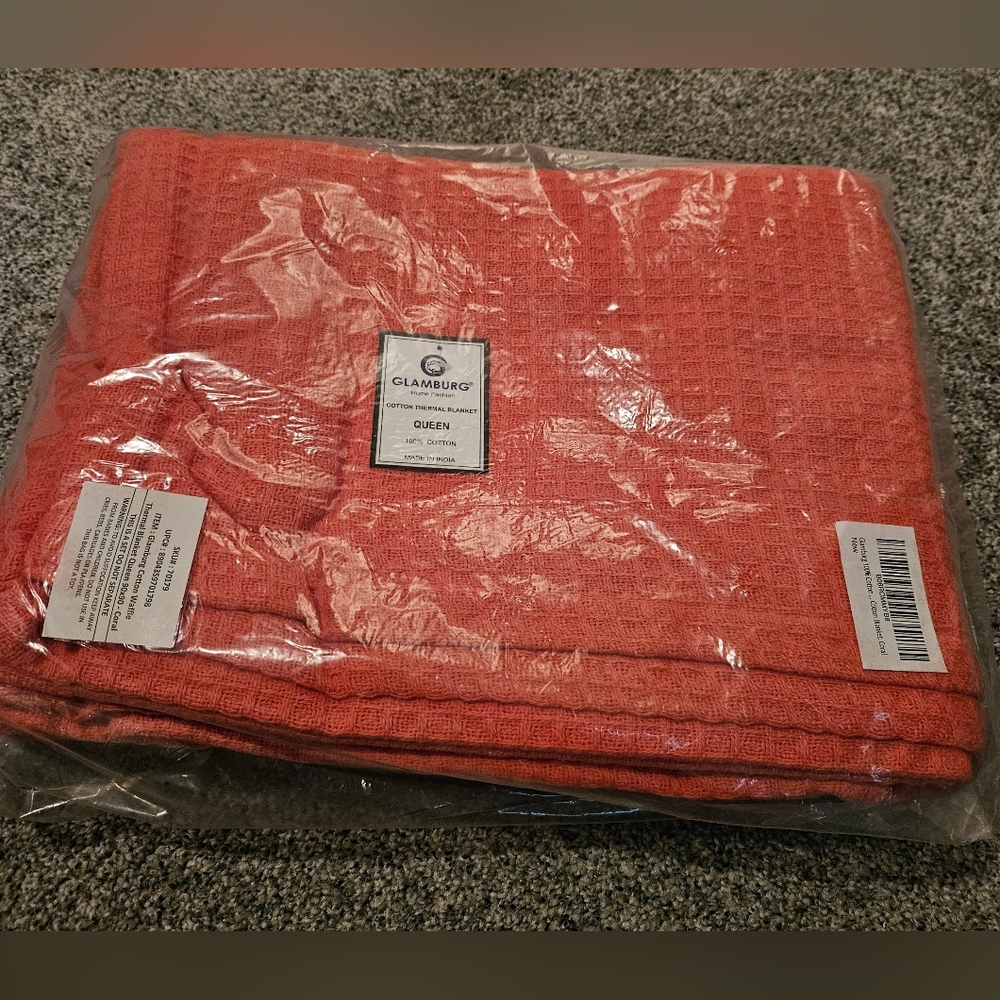 Queen Cotton Thermal Blanket Brand New In Package Coral Colour